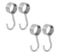 SHINEOFI 4pcs Stainless Steel Round Anti-Skid Clothes-Drying Positioning Hooks for 2.5cm Diameter Tubes, Clothing Fixed Hooks with Sturdy Sleeve for Outdoor and Indoor Laundry Racks
