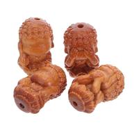 SHINEOFI 4pcs Tibetan Wealth Goddess Wooden Carved Beads for DIY Jewelry Making Smooth Natural Wood Beads for Bracelet Necklace Craft Supplies Ethnic Spiritual Symbolism for Creative