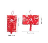 SHINEOFI 4pcs Traditional Chinese Year Red Envelopes Fabric Money Bags with Embroidered Dragon Phoenix Patterns Cloth Lucky Hongbao for Lunar Spring Festival Giving