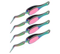 SHINEOFI 4pcs Tweezers for Crafting Soldering Tweezer Anti Static DIY Craft Electronics Positioning Curved Bent Fine Precision
