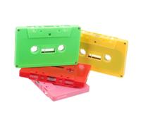 SHINEOFI 4pcs Vintage Blank Cassette Tapes with Hard Case Retro Wall Decoration DIY Craft Blanks for Home and Restaurant Vintage Decor in Red Pink Light Green Yellow
