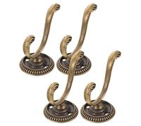 SHINEOFI 4pcs Vintage Wall Mounted Coat Hooks in Golden Zinc Alloy, Multipurpose Storage with Flexible Installation for Hallway and Cabinet Use, Retro Classic American Country Style