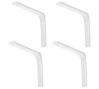 SHINEOFI 4pcs White 150x125mm Stainless Steel Corner Brace Heavy Duty L Brackets for Wall Mounted Shelf Support, Angle Corner Brackets for Furniture Joint and Cabinet Reinforcement