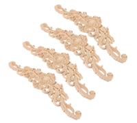 SHINEOFI 4pcs Wood Carved Onlay Wardrobe Onlay Ornament Delicate Carving Patterns Easy to Use Easy to Store Decoration for Wall and Door