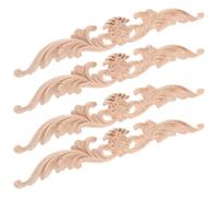 SHINEOFI 4Pcs Wooden Carved Appliques 20X2.5X0.8Cm Vintage European Style Wood Accent Applique for Door Wall Pediment Home Decor Craft