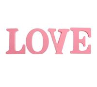 SHINEOFI 4Pcs Wooden Love Ornaments Pink Valentine Letters, Freestanding Desktop Decor for Dining Room, Bedroom and Engagement Settings