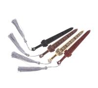SHINEOFI 4pcs Wooden Sword Bookmarks with Tassels Chinese Style Retro Swords Charm Pendants Elegant Page Markers for Readers and DIY Crafting Protecting Books from Wear and Folding