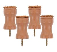 SHINEOFI 4pcs Woven Rattan Wall Hooks with Solid Wood Base, 3.5cm Decorative Coat and Bathroom Door Hangers for Entryway Storage and Wall Organization