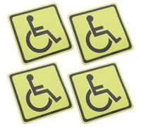 SHINEOFI 4pcs Yellow Square Handicap Wheelchair Accessible Sign Stickers 13x13cm Disability Parking Decals Safety Warning for Disabled Persons