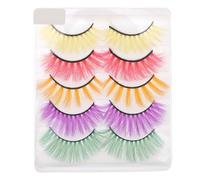SHINEOFI 5 Pairs Colourful False Eyelashes Natural Simulation Material Long Fake Lash Easy Lash Fan Making Feature for Women Suitable for Birthday Parties and Date Makeup