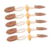 SHINEOFI 5 Pairs Vintage Sew Horn Toggle Closures for Clothing Adjustable Fake Leather Buttons for Coats Jackets Knitwear Winter Outerwear Sewing Accessories Brown