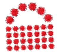 SHINEOFI 50pcs Red Plush Pom Poms for DIY Crafts Clothing Accessories Lightweight Soft Fluffy Balls for Birthday Hats Handmade Decoration Materials