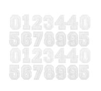 SHINEOFI 50pcs Soccer Number Patches Iron on Numbers for Shirts 2cm Embroidered Polyester White Numeric Appliqué with No Sew Application Resisting Peeling Creative Accent for Casual Wear