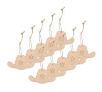SHINEOFI 50pcs Unfinished Wood Cowboy Hat Cutouts for DIY Crafting Natural Grain Wooden Western Cowgirl Party Decorations Durable Ornaments for Painting Holiday Christmas Theme