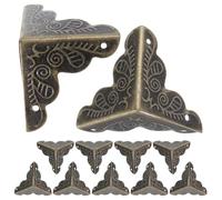 SHINEOFI 50PCS Vintage Metal Three-Edge Corner Guards 2.5cm Antique Bronze Box and Table Edge Protectors with Mounting Screws for Furniture Safety