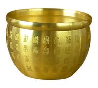 SHINEOFI 5Cm Pure Brass Feng Shui Fortune Bowl Copper Money Basin Home Desktop Decoration Golden Tone Treasure Offering Bowl for Wealth and Prosperity