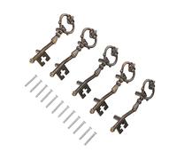 SHINEOFI 5pcs Antique Zinc Alloy Pull Handles Key Shape Decorative Knobs for Dresser Wardrobe Cabinet Furniture Vintage Style with Spacing Easy to Install Replacement