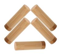 SHINEOFI 5pcs Bamboo Lip Balm Tubes 5g 0.18oz Portable Refillable Lipstick Containers with Rotate to Refine Make-up Feature, Natural Bamboo Material, for Journey and Business Travel