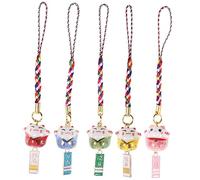SHINEOFI 5pcs Ceramic Fortune Cat Pendants Handmade Lucky Charms Phone Strap Decorations Auspicious Cat Pendant for Smartphone Accessories Random Color