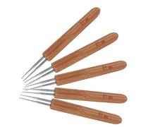 SHINEOFI 5pcs Dreadlocks Crochet Needles Ergonomic Bamboo Handle Lightweight Knitting Tools for Hair Braiding Maintenance DIY Styling
