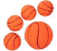 SHINEOFI 5pcs Interactive Dog Basketball Squeaky Vinyl Ball for Dogs, Suitable for Throwing and Grabbing, Orange Basketball-like Shape for Pet Play and Training