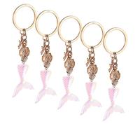 SHINEOFI 5PCS Ocean Themed Party Favors - Enamel Mermaid Keychain Bag 3D Seashell Pendant Handbag Charm for Women Girls Bag Purse Wallet Cellphone or Car Pendant