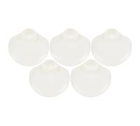 SHINEOFI 5pcs Pearl White Seashell Shaped Dumpling Dipping Plates Set, Reusable Pp Sushi Snack Trays for Soy Sauce, Appetizer and Fruit Serving in Kitchen and Dining