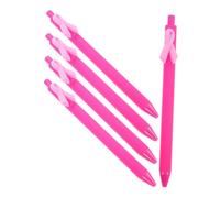 SHINEOFI 5pcs Ribbon Shaped Ballpoint Pens Pink for Cancer Awareness Fundraising Volunteer Support Smooth Writing Plastic Novelty Pens for Party and Note Taking