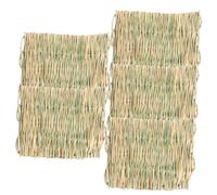 SHINEOFI 5pcs Small Rabbit Mats Cooling Bed Pads Breathable Woven Grass Mat for Hamster Guinea Pig Chinchilla Four Seasons Use