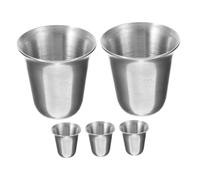 SHINEOFI 5pcs Stainless Steel Communion Cups Set Portable Metal Religious Goblets for Church Service Silver 304 Stainless Steel Stackable Communions Cup