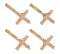 SHINEOFI 5pcs Wooden Christian Baptism Cross Charms in Khaki, Compact Design with Delicate Craftsmanship, for Homes and Decorative Cross Centerpiece During Christian Festivals and Special