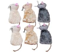 SHINEOFI 6 Pack Plush Mouse Cat Toys Interactive Stuffed Cat Mouse Toy for Indoor Cats Cartoon Mice Pet Teasing and Chewing Toys 4.33 X 2.56 X 0.98 in