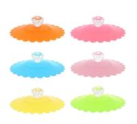 SHINEOFI 6 Pcs Crystal Pattern Silicone Cup Lids Heat Resistant Leakproof Mug Covers Anti-dust Reusable Silicone Bottle Covers for Home and Travel Random Color
