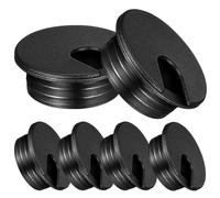SHINEOFI 6 Pcs Desk Hole Grommets Wire Organizers Covers Black Abs Plastic round Simple Style Reusable Cable Hole Covers for Home Office Desk