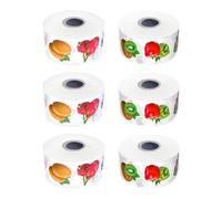 SHINEOFI 6 Rolls Cute Fruit Stickers Cartoon Vegetable Labels Waterproof Self-Adhesive Coated Paper Stickers for Kitchen Organization and Home Use