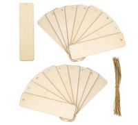 SHINEOFI 60 Sets Wooden DIY Bookmarks Rectangle 4.7x1.3in Natural Blank Hanging Tags with Ropes for Wedding Favors, Craft Projects, and Reading Accessories