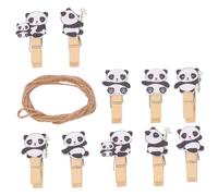 SHINEOFI 60pcs Panda Shaped Wooden Photo Clips Decorative Note Clamps for Wall Display Home Office Cute Natural Birch Pegs for Cards Tags Craft Use
