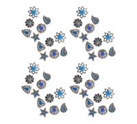 SHINEOFI 60pcs Vintage Turquoise Nail Charms in Silver Metal for Acrylic and Gel Nails Easy Application and Expressive Design for Salon Use and DIY at Home