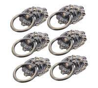 SHINEOFI 6PCS Antique Lion Head Drawer Pulls Heavy Duty Bronze Cabinet Ring Handles Vintage Chinese Style Furniture Door Knobs for Wardrobe Dresser Cupboard