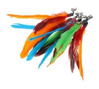 SHINEOFI 6pcs Cat Wand Plumage Refills Replacement Set with 12 Green, 12 Blue, and 12 Orange Plumes for Interactive Cat Teasing and Kitten Plaything Accessories