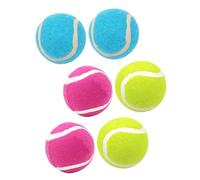SHINEOFI 6pcs Dog Tennis Balls Rubber Chew High Elasticity Sports Pet Balls for Puppy Training Indoor Outdoor Play Interactive Blue Yellow