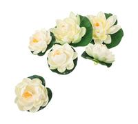 SHINEOFI 6Pcs Floating Artificial Lotus Flowers Set - Foam Water Lilies with 17Cm and 10Cm Floating Pads - Realistic Pond and Aquarium Decor for Outdoor Pools, Fish Tanks, Zen Gardens