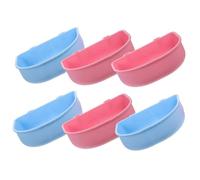 SHINEOFI 6pcs Hanging Hamster Bowls Water Dispenser, Washable Small Cage Rat Bowls for Chinchilla, Rabbit, and Small Pets, Household Pet Feeding Set in Pink and Blue