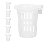 SHINEOFI 6Pcs Hanging Hydroponic Planter Baskets Small White Mesh Net Cups for Water Plants with Wall Mount, Reusable Aquatic Gardening Pots for Indoor Fish Tank and Water Feature