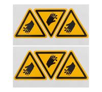 SHINEOFI 6pcs Hazard Stickers Warning Labels Waterproof Pvc Sticker for Machinery and Industrial Equipment, Hand Protection Safety Signs, Easy to Apply and Remove