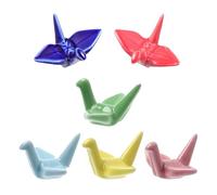 SHINEOFI 6pcs Japanese Ceramic Crane Chopsticks Holder Set, Porcelain Chopsticks Rack and Cutlery Rest for Dining Table Decoration and Utensil Support