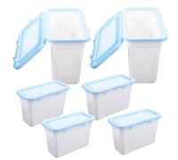 SHINEOFI 6Pcs Laundry Beads Storage Box with Lid Blue-White Plastic Laundry Canister for Detergent Beads Suitable for Washing Clothes Organization