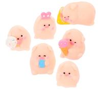 SHINEOFI 6Pcs Miniature Pig Figurines Resin Cute Piggy Statues Desktop Animal Ornaments for Home Decor and Car Accessories Micro Landscape Decorations