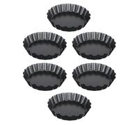 SHINEOFI 6Pcs Non-Stick Round Chrysanthemum Pie Tart Pans with Removable Bottom 10Cm 0.4Mm Baking Tray Set for Quiche and Pizza Baking in Home Kitchen