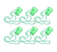 SHINEOFI 6pcs Reusable Shot Glass Necklaces with Green Beads for St Patrick’S Day and Bachelor Party Accessories, Festive Irish Costume Jewelry for Party Decorations